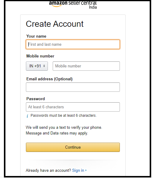 open Amazon seller account