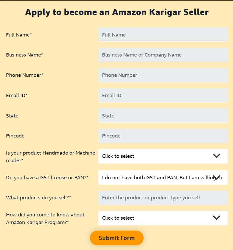 Application form karigar